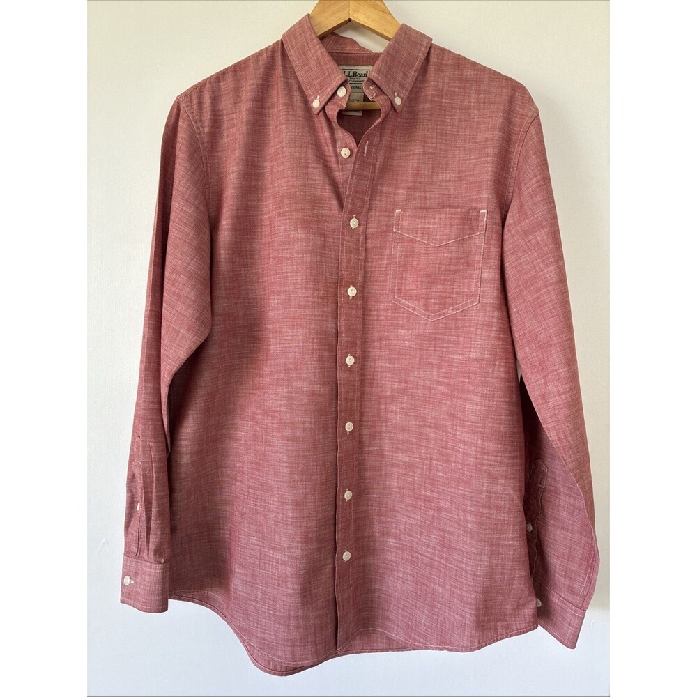 L.L.Bean Mens Medium Tall Red Button Down Shirt Traditional Fit Long Sleeve NWOT